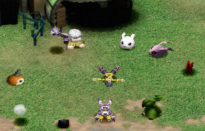 Opening scene of the character surrounding by Digimon