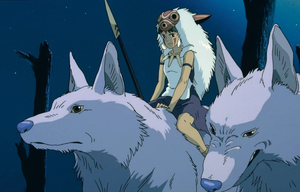 San riding with the wolf gods as seen in Princess Mononoke